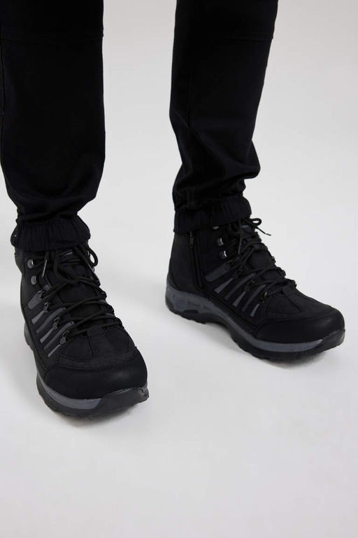 Мужские треккинговые кроссовки из искусственной кожи на высокой подошве со шнуровкой - Defacto фото 2