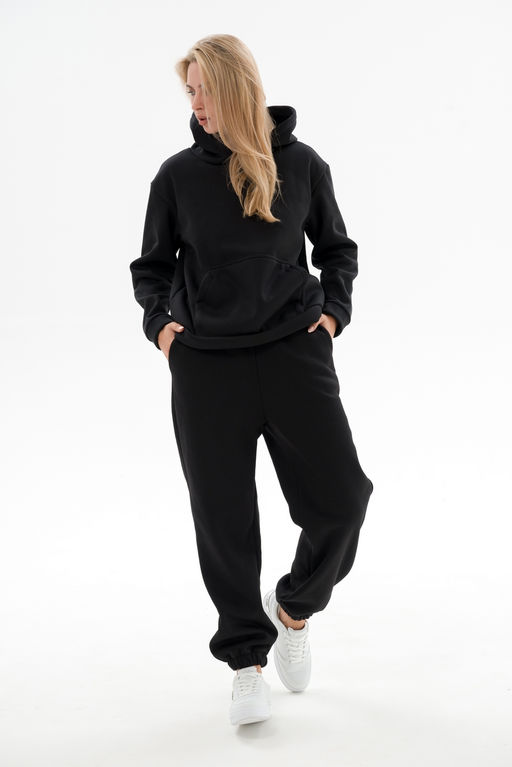 Костюм женский из футера 3х нит.начес Вектор черный - Амадэль фото 3