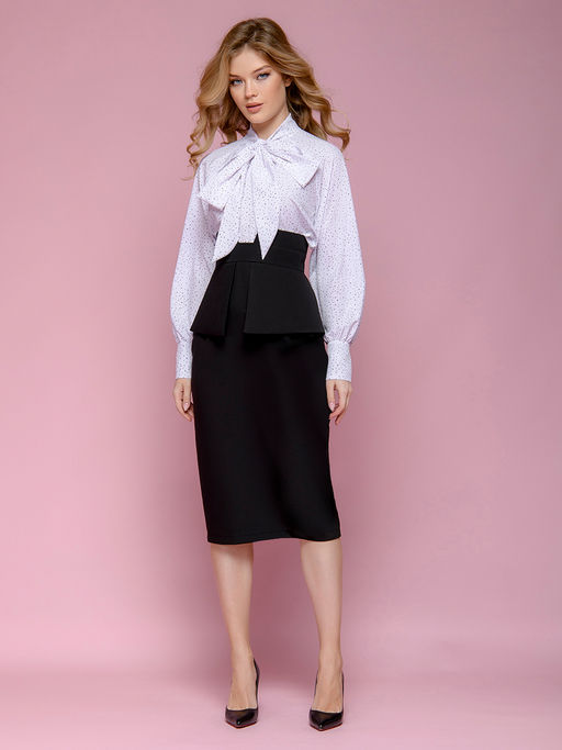 Юбка черная длины миди с баской - 1001dress фото 2