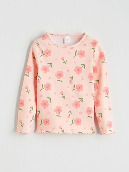 Bisiklet Yaka ?i?ekli K?z Bebek Ti??rt