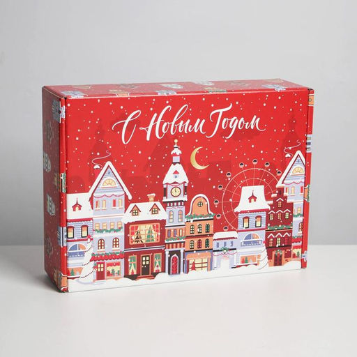 Коробка подарочная новогодняя складная «С Новым годом», 30.5×22×9.5 см