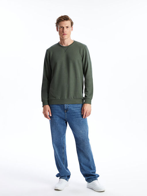 Bisiklet Yaka Uzun Kollu Erkek Sweatshirt