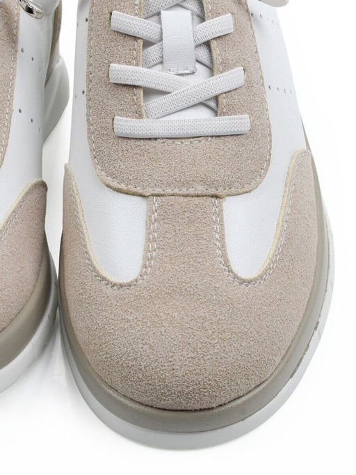 03-YA486-3 WHITE/BEIGE Кроссовки женские (натуральная кожа, натуральная замша)