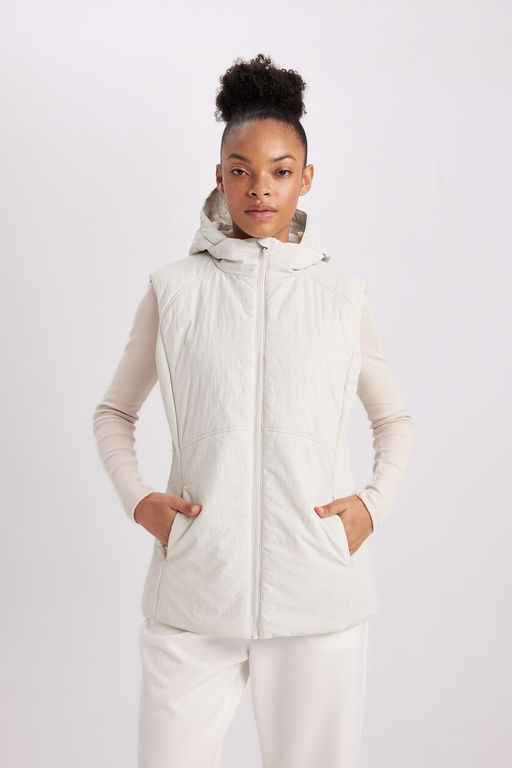 Водоотталкивающий надувной жилет с капюшоном DeFactoFit для спортсменов узкого кроя  фото 14