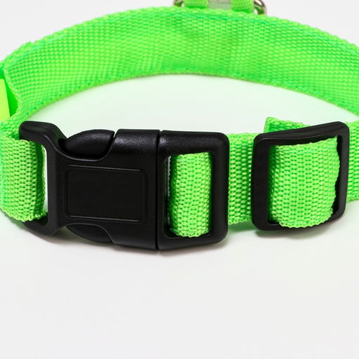 Ошейник с подсветкой, зарядка от USB, размер M, ОШ 37-46 см, 3 режима, зелёный - Пижон фото 3