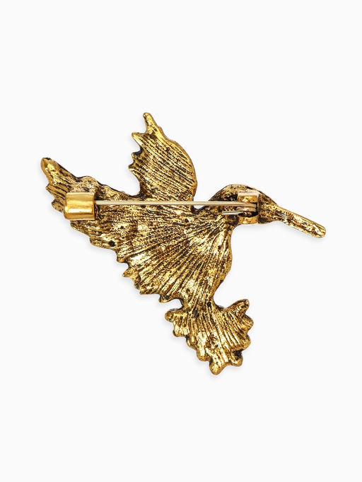 Брошь "Калибри", цветная в чернёном золоте