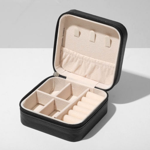 Шкатулка для украшений, 10.5×10.5×5 см, чёрная