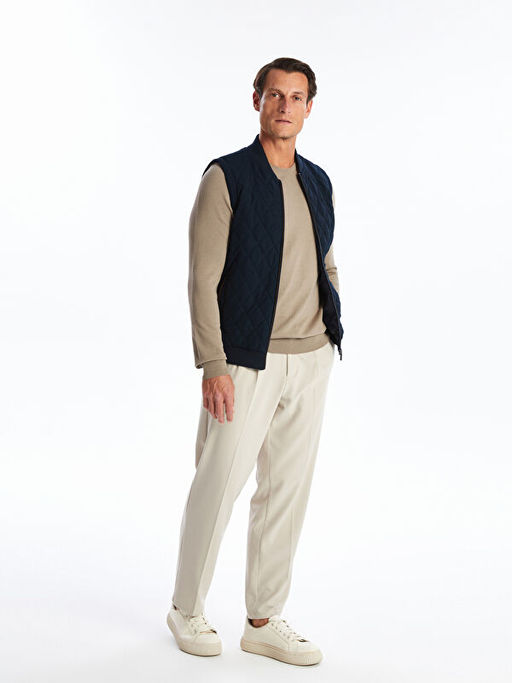 Standart Kal?p Dik Yaka Erkek Triko Yelek