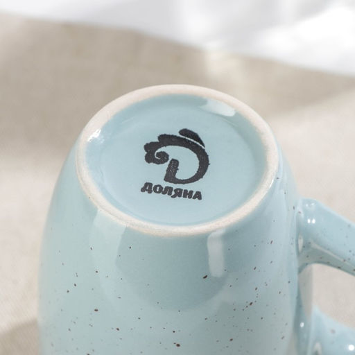 Кружка керамическая Доляна Марион, 340 мл, цвет голубой  фото 3