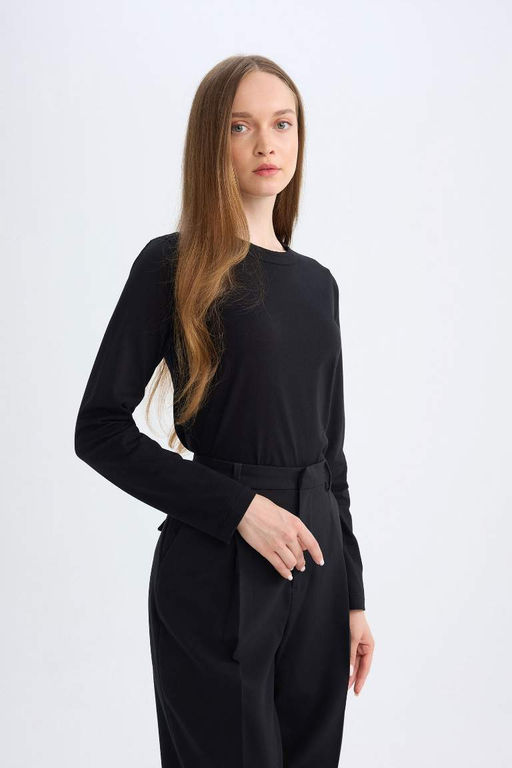 Туника-футболка с длинными рукавами стандартного кроя - Defacto фото 3