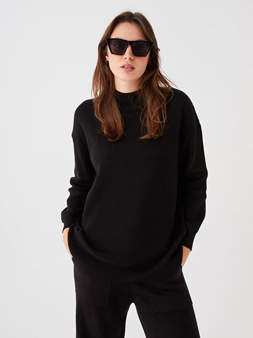 Yar?m Bal?k?? Yaka Kad?n Triko Kazak