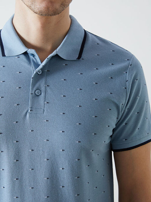 Polo Yaka K?sa Kollu Desenli Pike Erkek Ti??rt