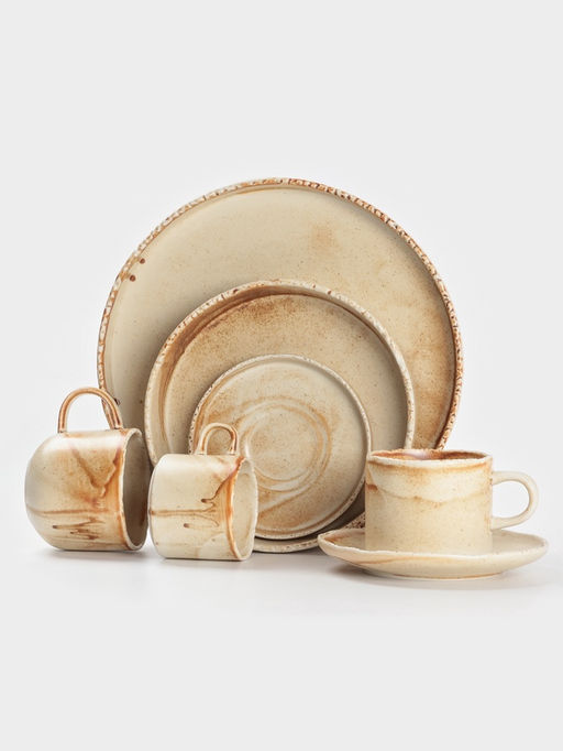 Тарелка с бортиком Magistro Organic brown, d=21.2 см, фарфор, бежевая  фото 7