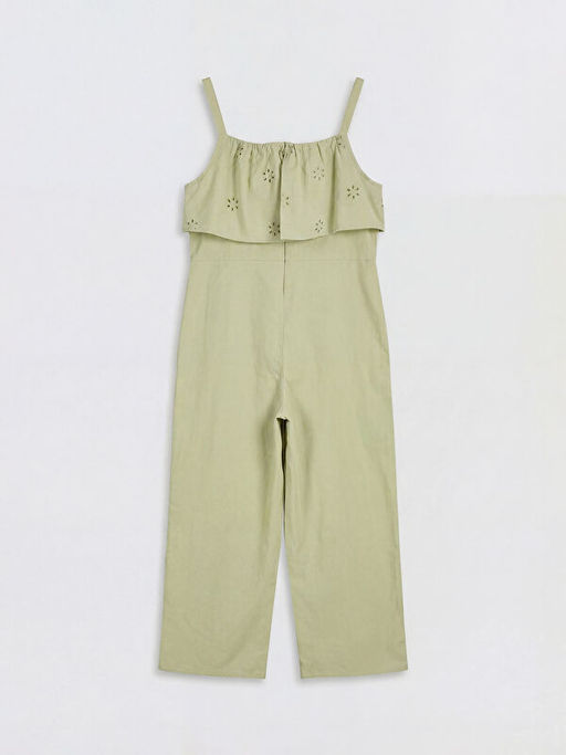 Keten Kar???ml? Fisto Detayl? K?z ?ocuk Salopet