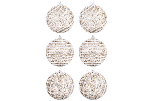 Набор 6 новогодних шаров 9,5*9,5 см Полоски шампань - Elan gallery фото 11