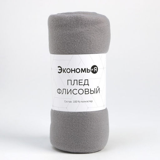 Плед флисовый «Экономь и Я», 150×200 см, плотность 160 г/м², светло-серый