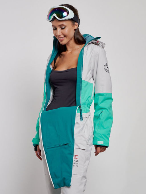 Горнолыжный комбинезон женский зимний зеленого цвета 2320Z