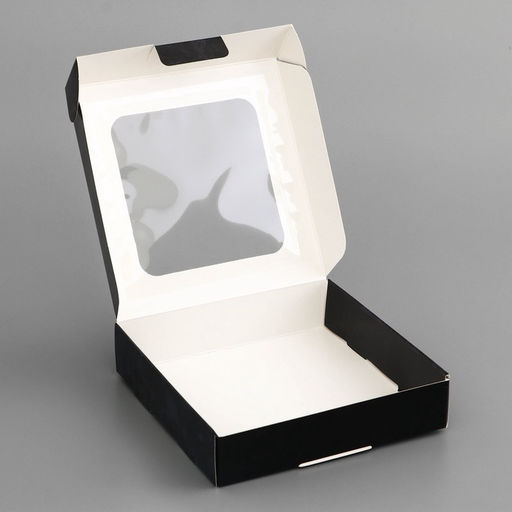 Цена за 5 шт. Коробка подарочная сборная с окном, упаковка,  23 Февраля, 13?13?3 см