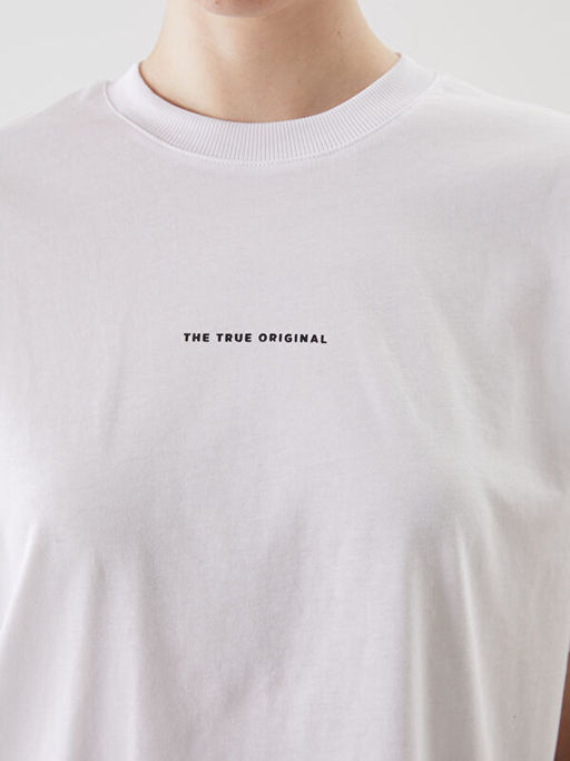 Bisiklet Yaka Mickey Mouse Bask?l? Oversize Kad?n Ti??rt