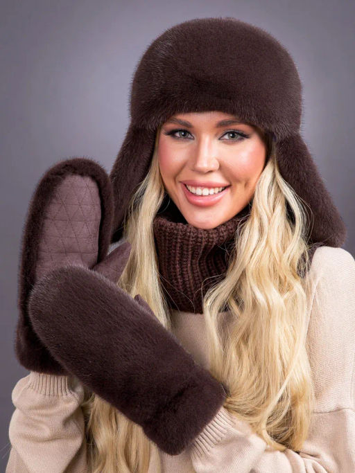 Ушанка норка трикотаж аврора - Davidovfox фото 4