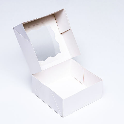 Цена за 2 шт. Коробка под бенто - торт с окном, белая,15×15.3×6.5 см