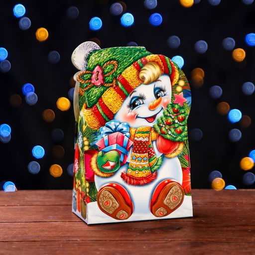 Цена за 5 шт. Подарочная коробка Снеговичок, 12 х 6,6 х 14,4 см