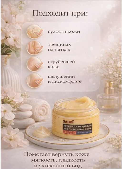 Крем-воск для очень сухой кожи и пяток SABBI