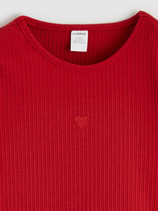 Bisiklet Yaka Kalp Nak??l? K?z ?ocuk Ti??rt