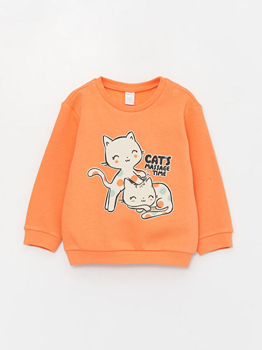 Bisiklet Yaka Uzun Kollu Bask?l? K?z Bebek Sweatshirt 2li - Waikiki фото 2