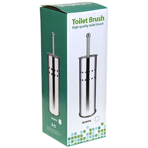 Ерш унитазный пластмассовый "Глянец" 36см, подставка, нерж. д9,5см h27см с пластмассовой вставкой, глянцевая, в коробке (Китай)