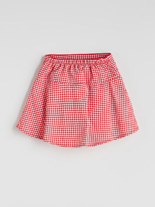 Beli Lastikli Ekose K?z ?ocuk ?ort Etek