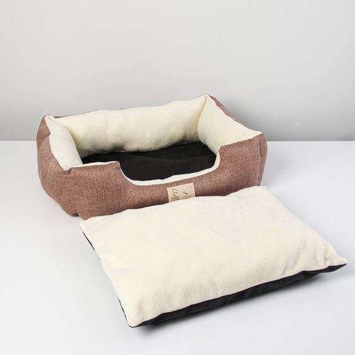 Лежанка для кошек и собак коричневая, 45х35х11 см - Пушистое счастье фото 3