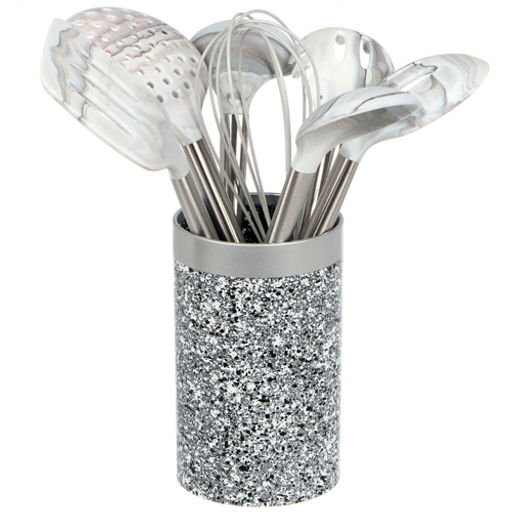 Набор кухонных принадлежностей Y4-7672 7 предметов, силикон, на подставке, Мрамор (455259) /DANIKS/