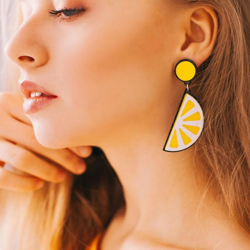 Серьги пластик Вивьен лимоны, цвет жёлто-белый - Queen fair фото 3