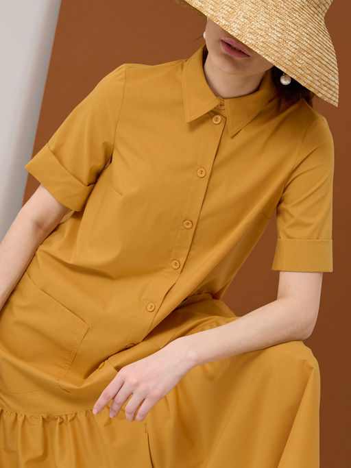 Платье хлопок OD-791-4 горчица OD-791-4