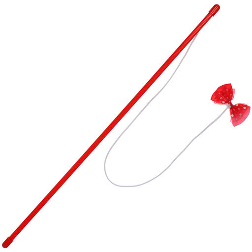 Цена за 6 шт. Игрушка - дразнилка на палочке "ЦапЦап", бантик, цвет красный, 48см ( пакет с подвесом)