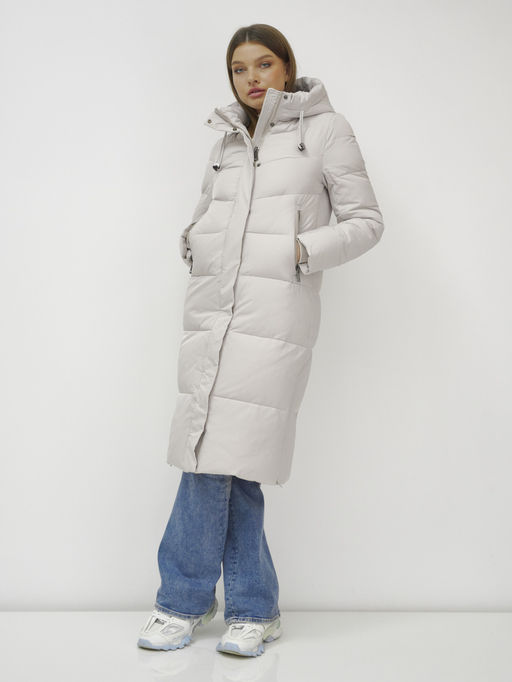 Пальто зимнее MTFORCE 9636_1B женское утепленное стеганное бежевое  фото 16