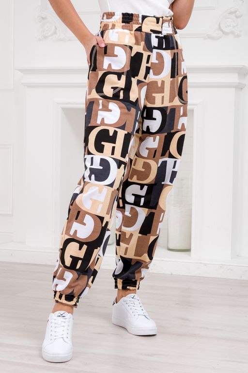 Брюки женские из футера Забава бежевая буква - Амадэль фото 3