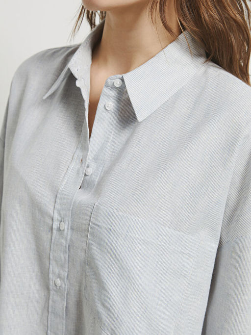 ?izgili Poplin Kad?n G?mlek