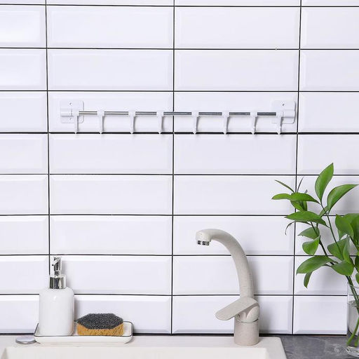 Держатель для полотенец в ванную, 8 крючков, 45 см, белый - Simaland фото 5