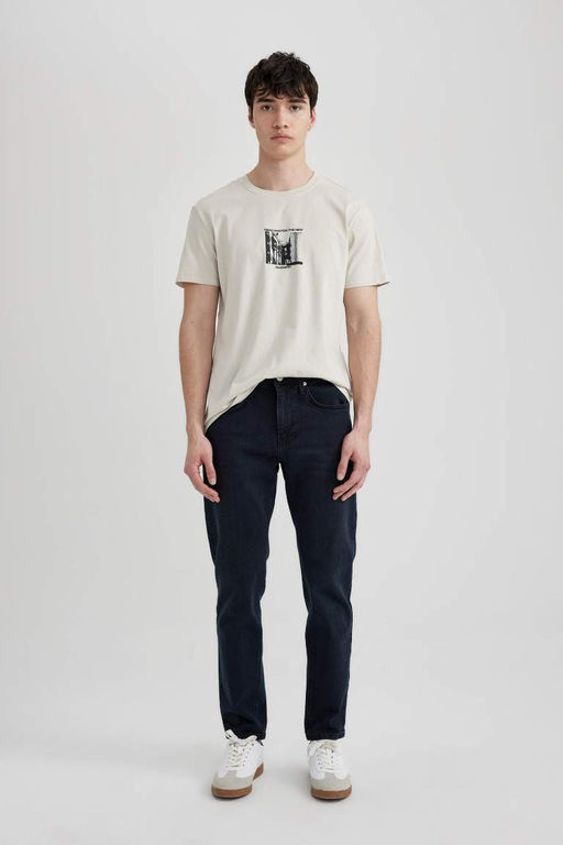 Облегающая футболка с коротким рукавом и круглым вырезом с принтом - Defacto фото 2