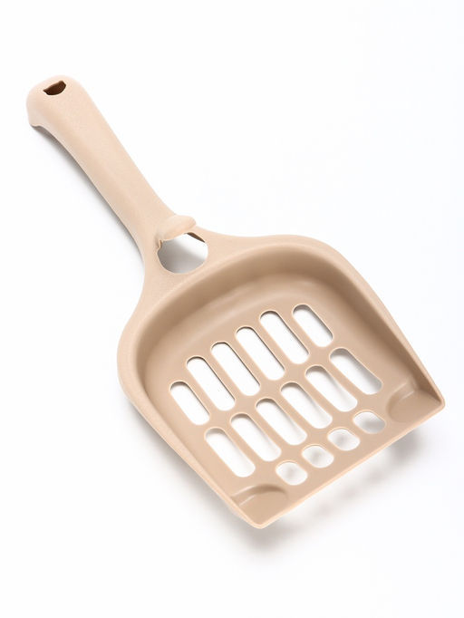 Лоток для кошек Фур-Мур 48×35.5 см с бортом + совок, Soft-touch, капучино