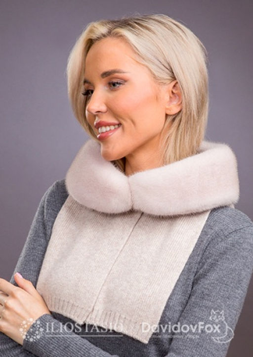 Капор кашемир бежевый норка