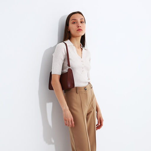 Сумка-багет на молнии, цвет рыжий - Simaland фото 6