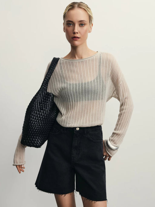 Джинсовые шорты А-силуэта / Zarina фото 17