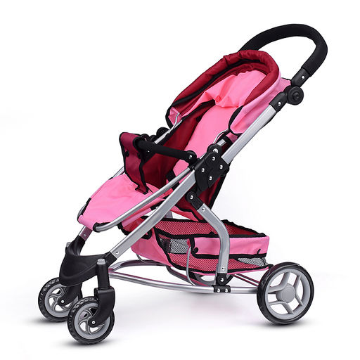 Коляска для кукол металлическая, цвет розово-бордовый в пакете