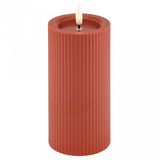 Свеча интерьерная, светодиодная на батарейках д7,4см h15(17,5)см, свет теплый, с мерцанием, матовый пластик, цвет красный, питание от 2-х батареек АА (в комплект не входят) (Китай)