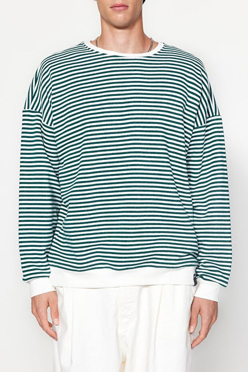 Ye_il Oversize/Geni_ Kesim _izgili __i Polar/S_cak Tutan Sweatshirt TMNAW24SW00065 - Trendyolmilla фото 2