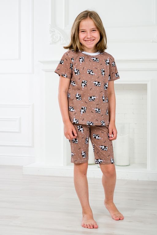 Пижама подростковая из футболки и бридж из кулирки Коровы - Амадэль фото 3