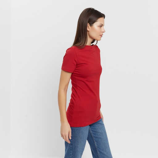 Футболка женская с вырезом лодочка MINAKU: Basic line, красная, размер 44